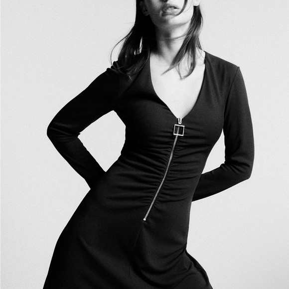 Zara midi zipper dress khaki XS - Picture 2 of 2